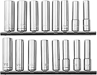 Vista 1 de VCT Juego de dados de mano de 1/4" Dr Drive SAE estándar y MM métrico profundo profundo (6 puntos)