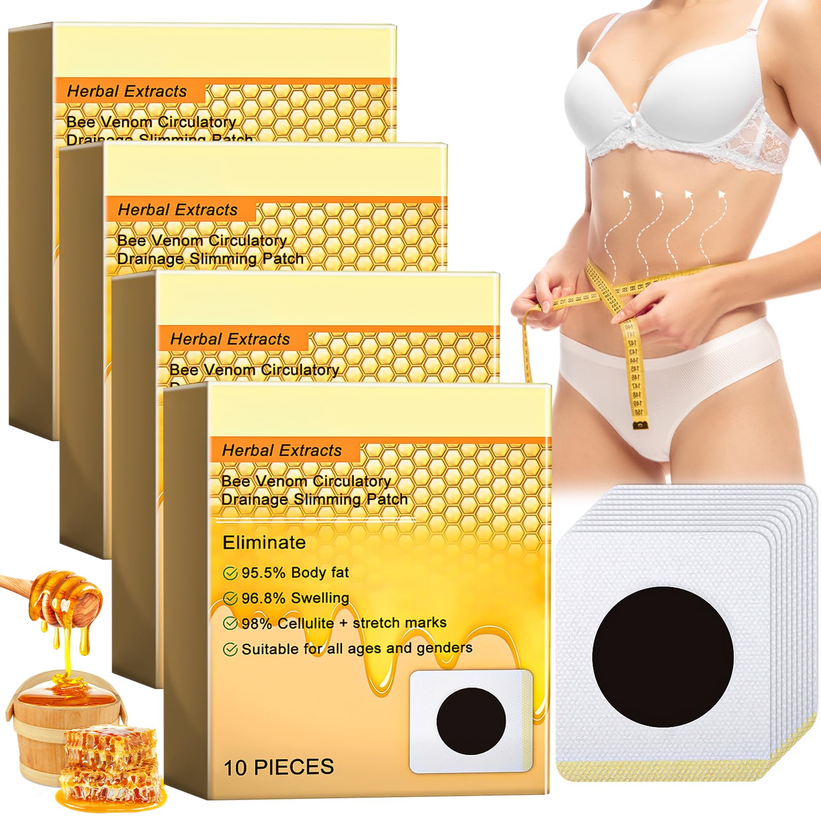 40 Stück Bienengift-Lymphdrainage-Schlankheitspflaster, Abnehmen Fettverbrenner, Bienengift Pflaster Zum Abnehmen, Abnehmen Patch Lymphatic Drainage (40)