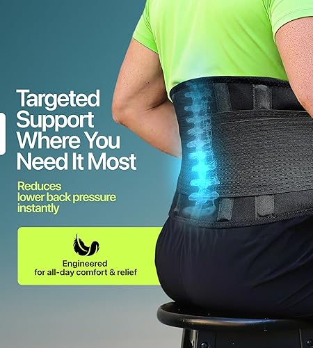 Miniatura 4 de Soporte para el dolor de espalda baja, mujeres y hombres, cinturón elástico de soporte lumbar, hernia de disco y alivio del dolor de espalda baja,