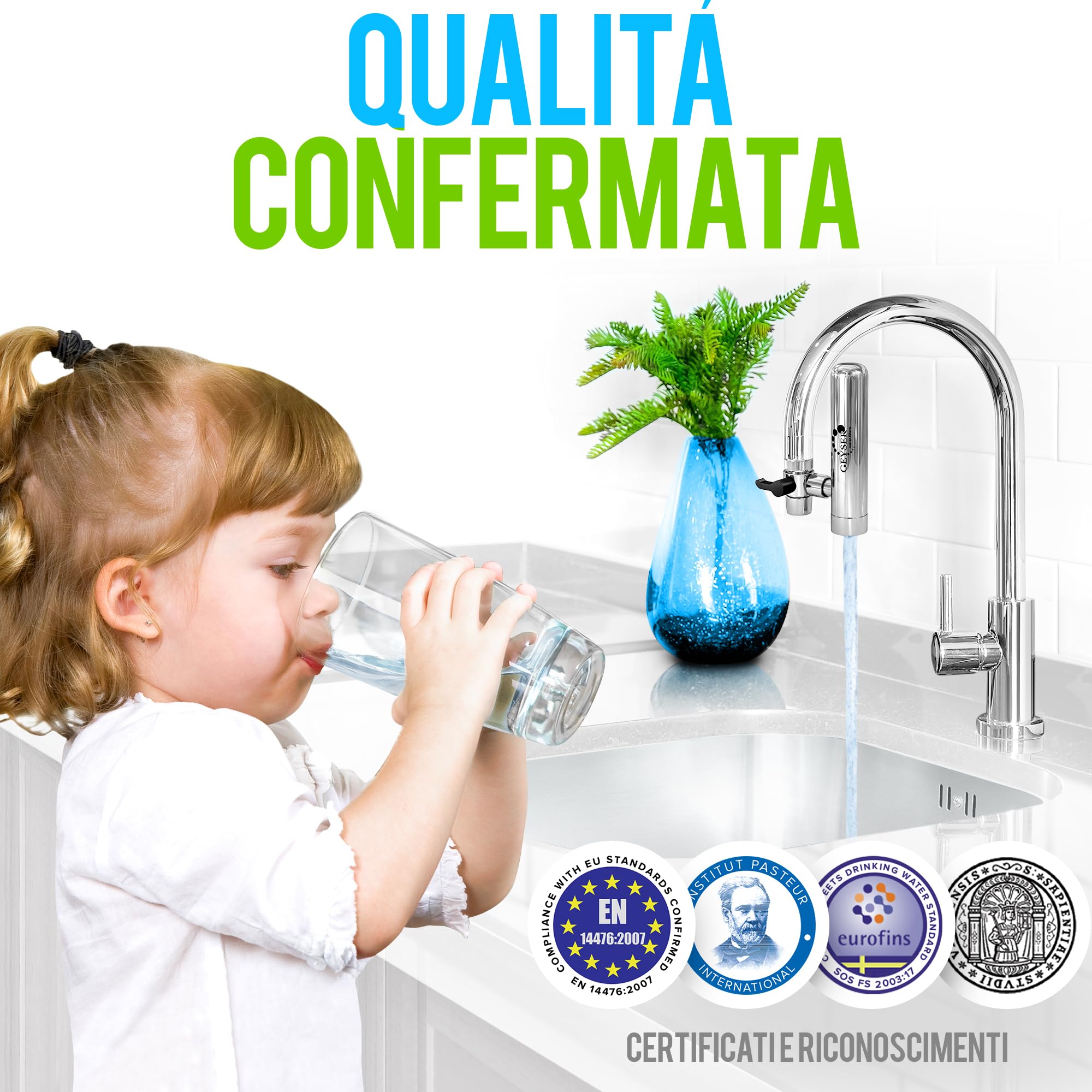 Filtro Per Acqua GEYSER EURO Con Materiale ARAGON - Purifica Da Cloro, Metalli E Microplastiche, Fino A 3000L - Foto 6