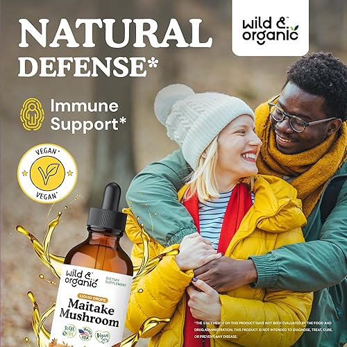 Miniatura 2 de Wild & Organic Maitake Tintura de hongos - Suplemento de apoyo inmunológico - Extracto líquido de hongo Maitake - Gotas veganas, sin azúcar y