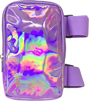 Holographic Thigh Bag | Carnival Leg Harness for Women | Outdoor Waist Pouch | Jouvert Travel Leg Pack with Adjustable Colored Straps | Purple