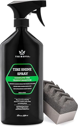 Solución de limpieza Tire Shine Spray para un acabado húmedo y profesional. Mantiene los neumáticos negros. Con protector de goma. Evita el