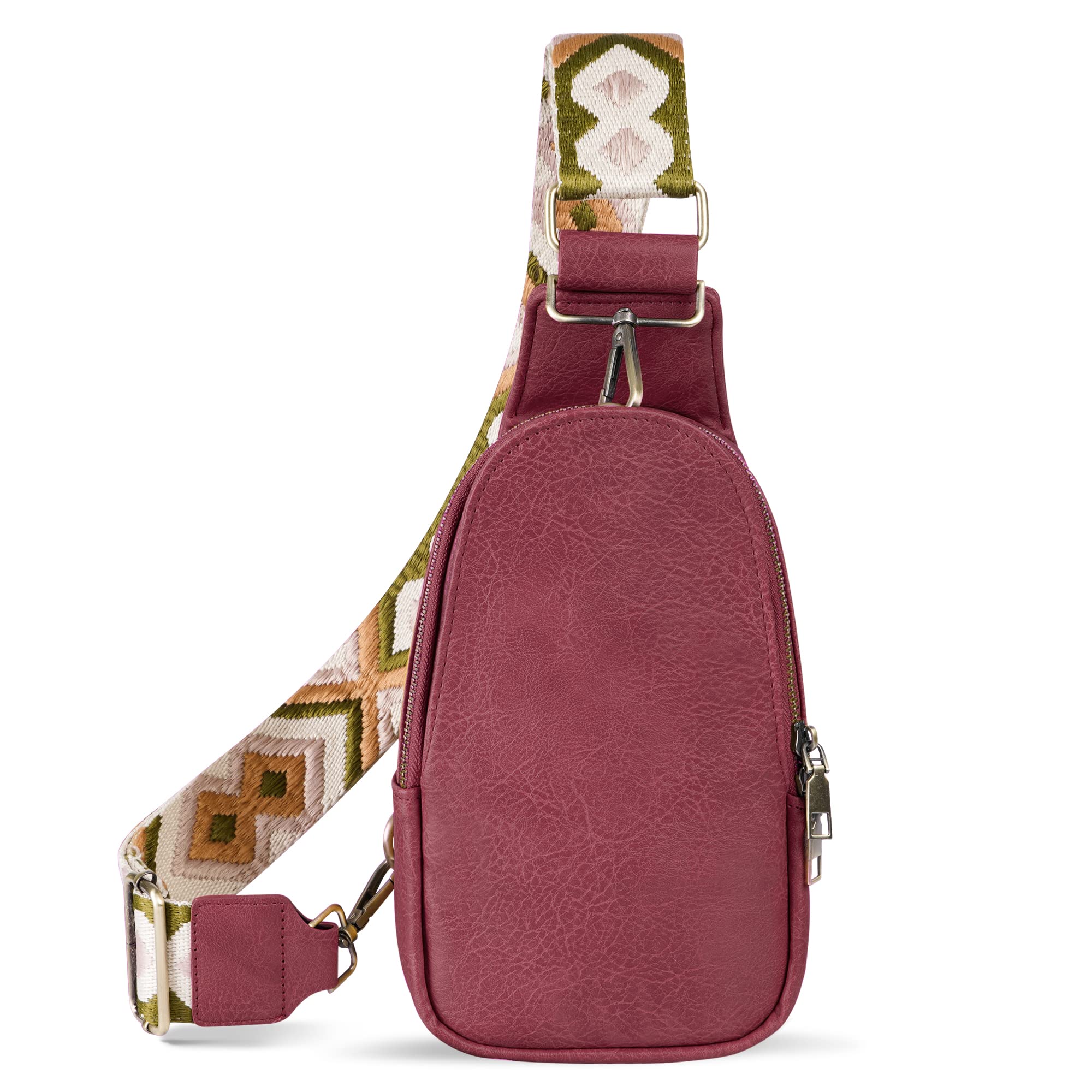 KFXFENQSling Bag for Women PU Leather Sling Bag Small Crossbody Sling Backpack Multipurpose Chest Bag for Women Cycling, Cameo Brown