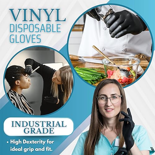 Miniatura 8 de Abnili Disposable Gloves, Vinyl Gloves, 4.5Mil, Medium, Gloves Disposable Latex Free, Powder Free, Cleaning Gloves, Food Safe