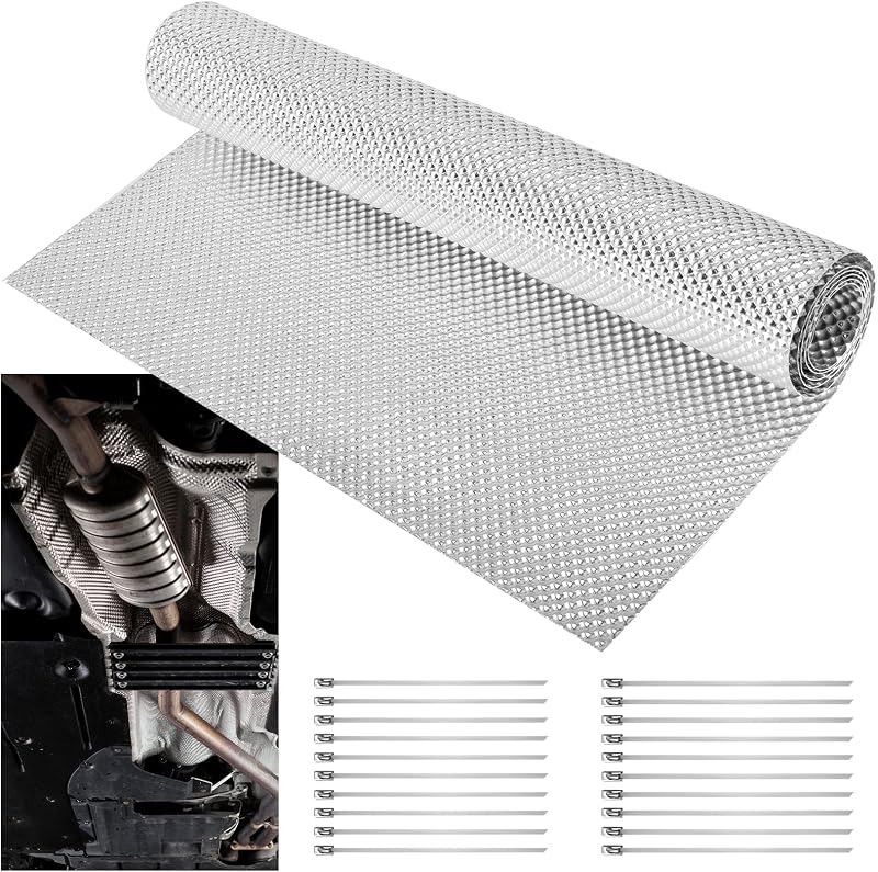 Escudo térmico de alumínio para escapamento UNIFAMILY 40,6 cm x 1 m – 20 abraçadeiras metálicas