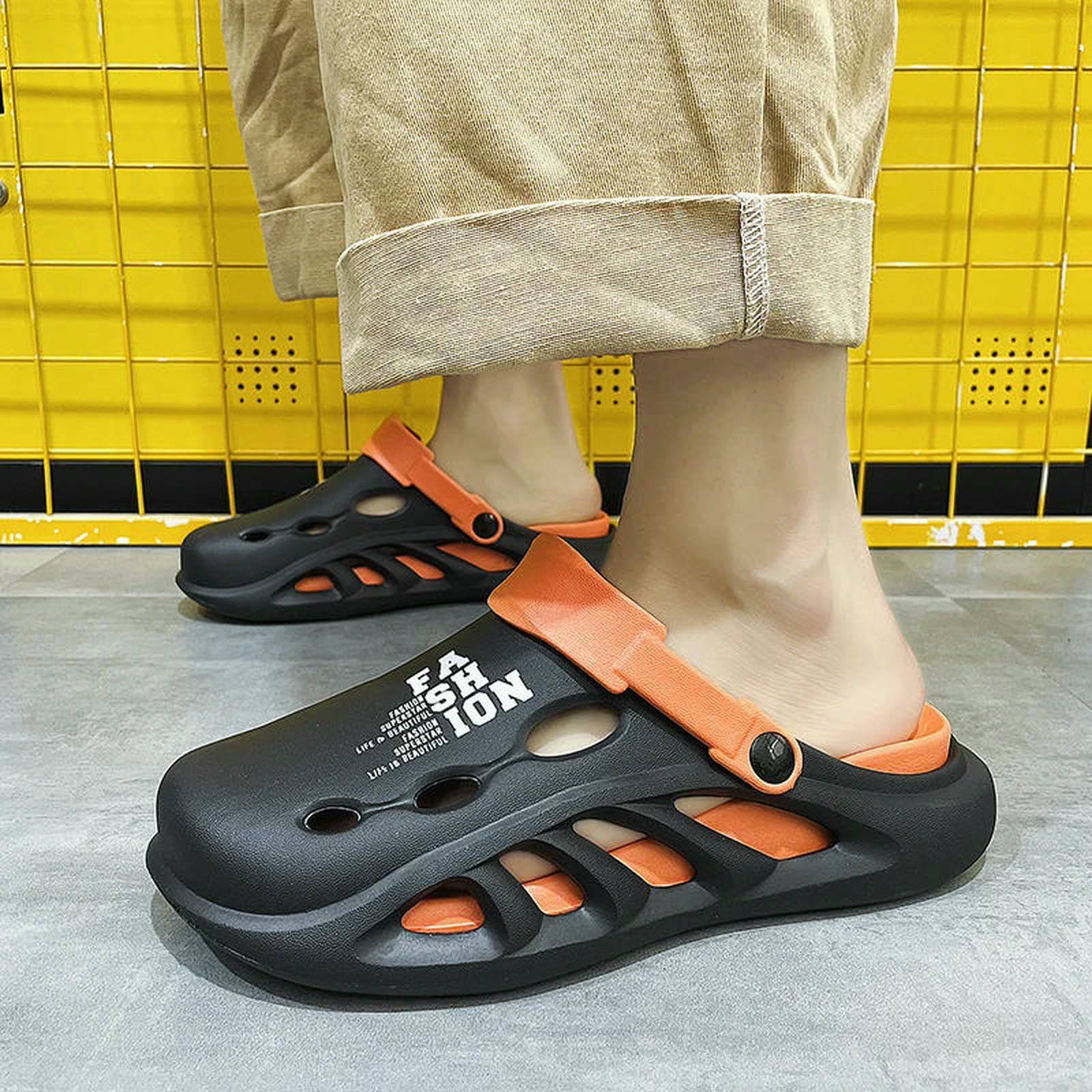 Ciabatte Uomo Sandali da All'aperto Pantofole Spiaggia Comodi Zoccoli con Suola Morbida E Spessa Scarpe Casual Giardino Uomo-Verde Bianco-40-41