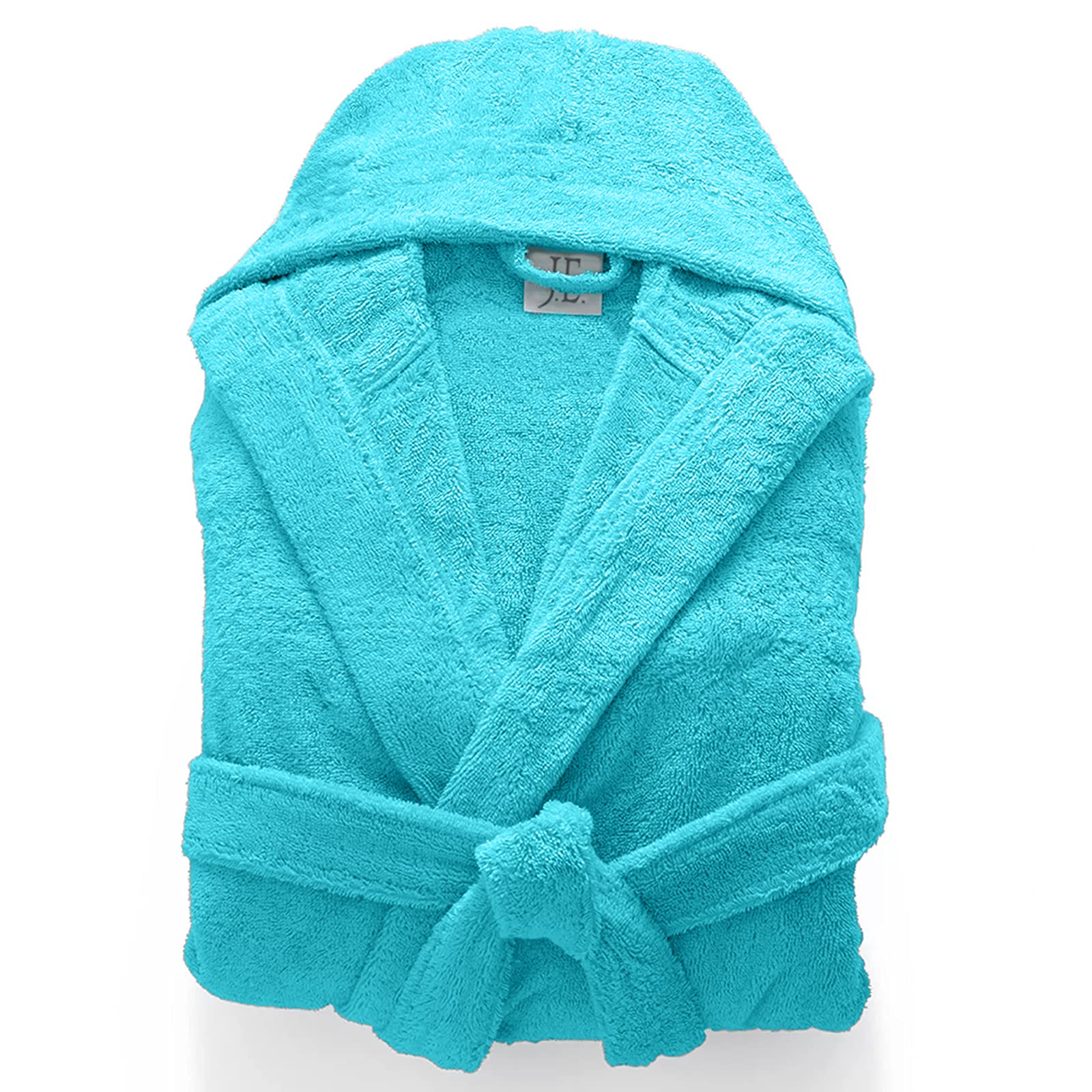 Mens Ladies Unisex Egyptian Cotton Terry Towelling Shawl Collar And Hooded Bathrobe — view 4