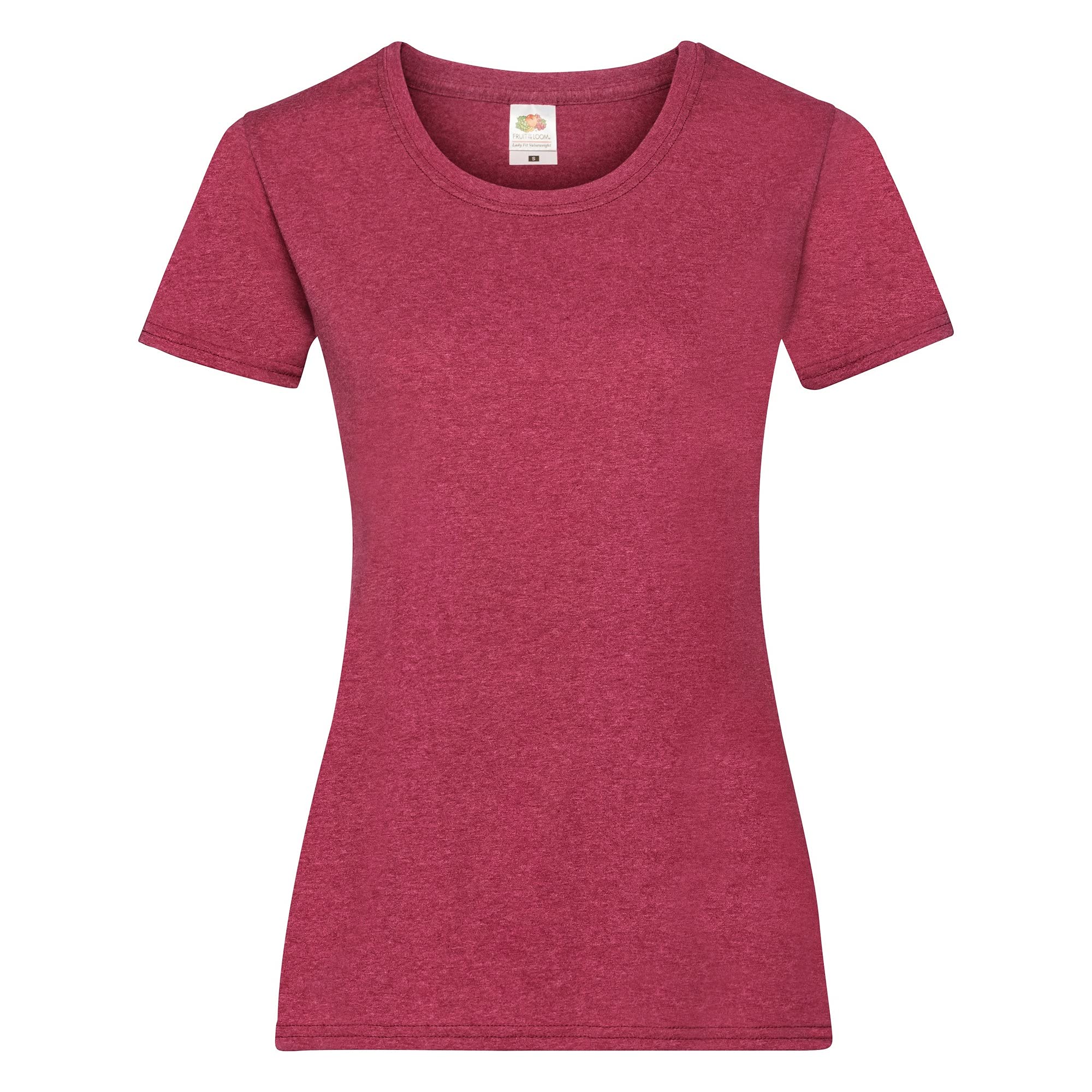 Fruit of the Loom Ladies/Womens Lady-Fit Valueweight Short Sleeve T-Shirt (S) (Vintage Heather Red)