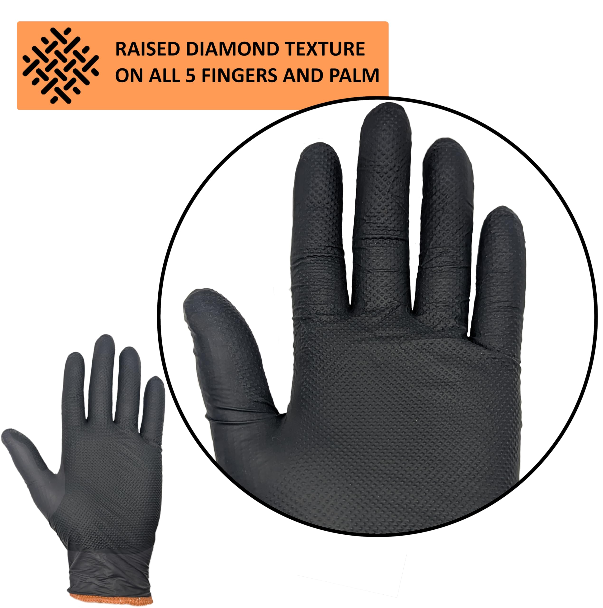 Kit de guantes desechables negros para parrilla de barbacoa, 50 agarres texturizados resistentes y 2 forros reutilizables resistentes al calor para tirar de carne (textura completa de palma y dedo,