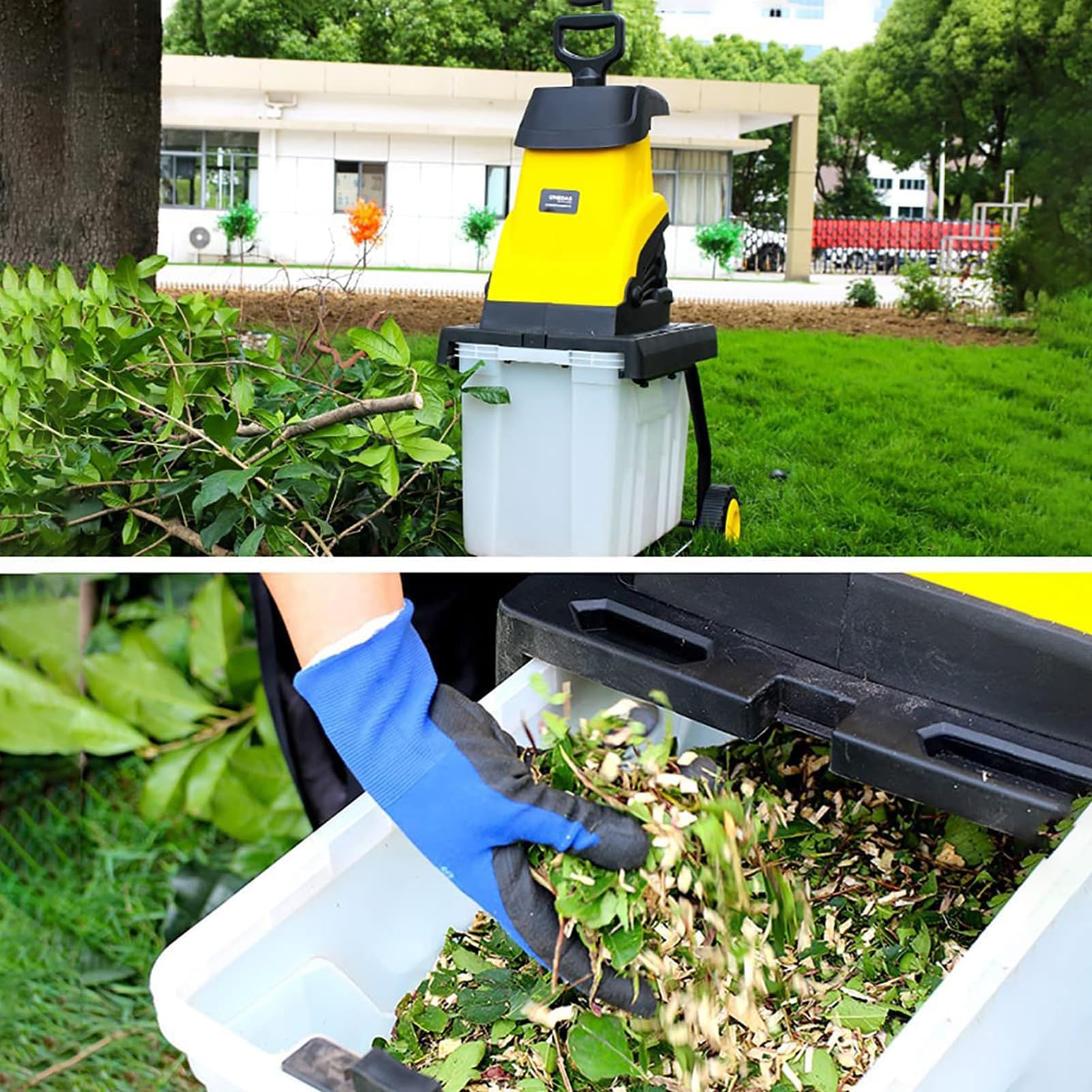 Tribunal De Jardín Eléctrico, Trituradora De Ramas De 2500 W Con Caja De Recolección De 45l, Diámetro Máximo De 45 Mm, Trituradora De Compost De Hojas De Hojas, Perchero De Madera Sil 40cm-power-cord