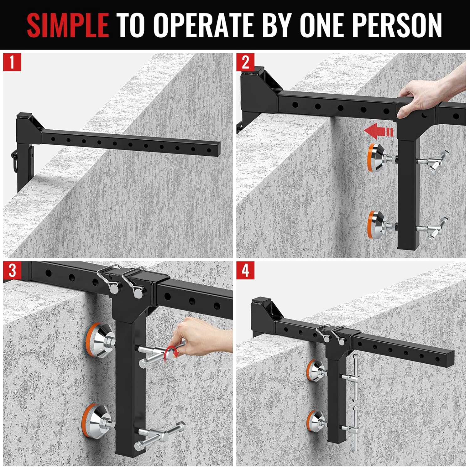 Parapet Non-Penetrating Anchor Adjustable Parapet Wall Anchor Clamp for Temporary Fit Parapet Walls Up to 15" Thick Portable (Black)