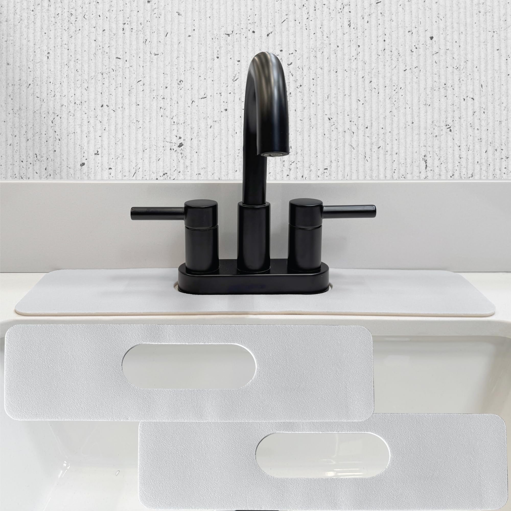 Faucet Mat Bathroom Sink Oval-Hole : AHA HOMEWARE Diatomite Rubber Bathroom Sink Splash Guard Oval Hole 2 Packs (Light Gray)