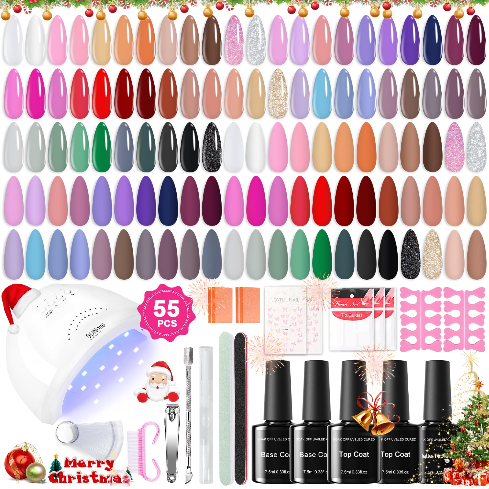JIASHENG78 Pcs Gel Nail Polish Kit with UV Light 55 Nude Colors Nail Polish Set with Base Matte & Glossy Top Coat Professional Manicure Kit Nail Supplies for Women Starter Nail Art Salon DIY at Home