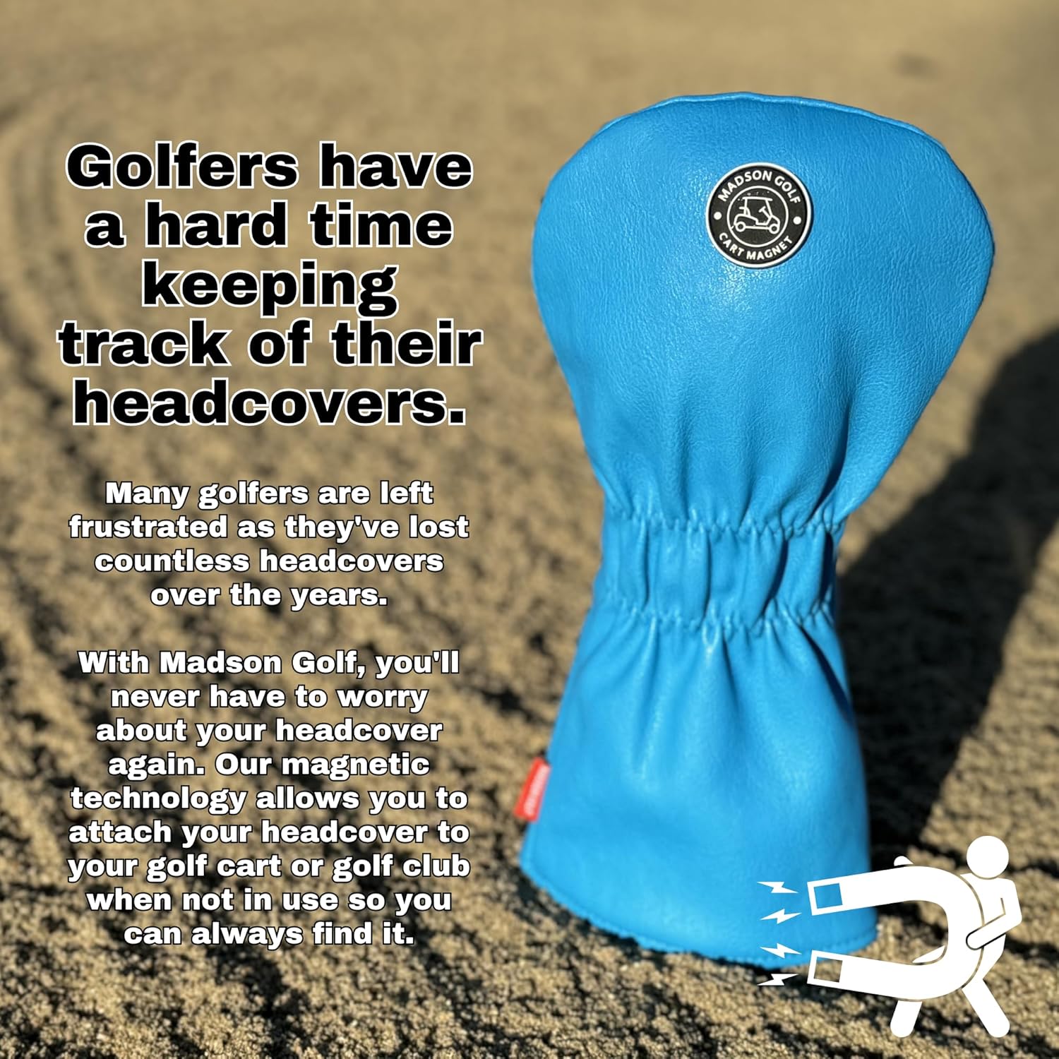 Funny Happy Smile Emoji Driver Headcovers - Smiley Face Club Covers for Golf Clubs, with Rubber Magnet for Secure Positioning and Quick Access, Magnetic Golf Accessories, Madson Golf