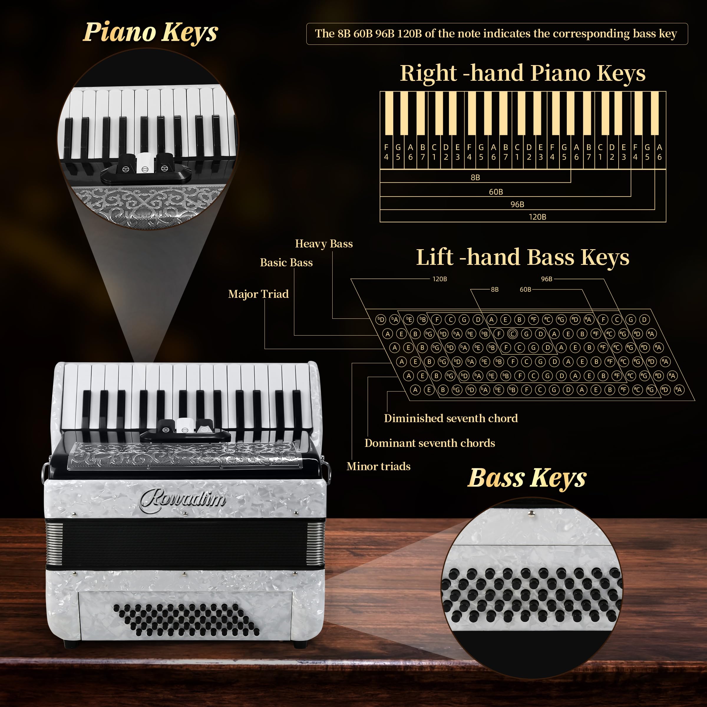 Amazon.com: Accordion - 30 Key 60 Bass Professional Keyboard with
