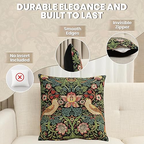 Miniatura 2 de Charlotte Home Furnishings - Fundas de almohada decorativas bohemias para sofá, sala de estar, fundas de almohada cuadradas de fresa negra de 18 x