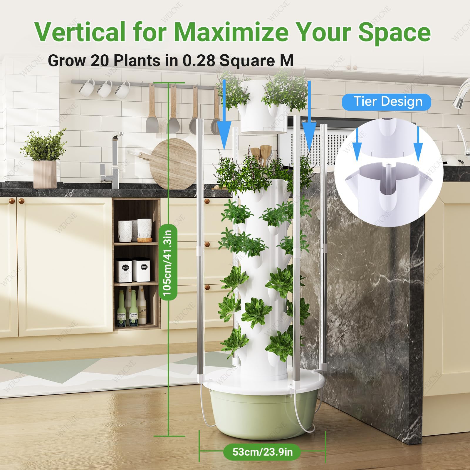 Sistema de cultivo hidropónico: kit de jardín vertical para interiores para 20-36 plantas, solución completa de germinación hidropónica y cultivo de vivero
