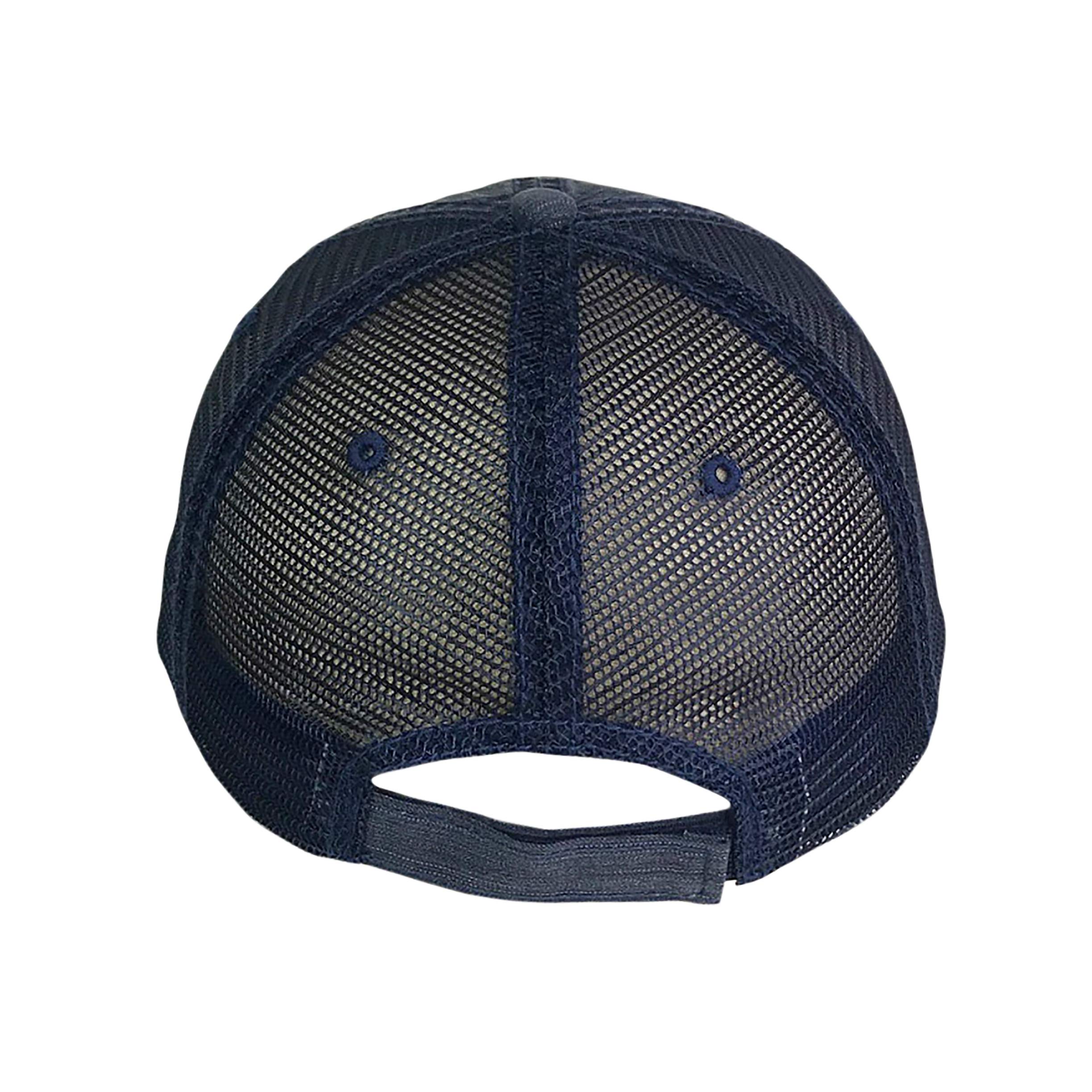 Mama Bear Distressed Trucker Hat - Embroidered Baseball Hat (Navy)