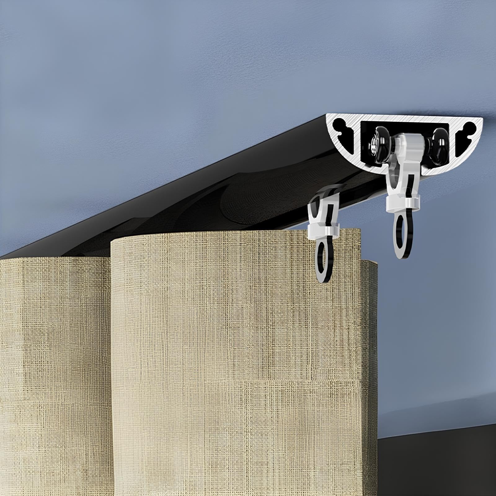 GLDYTVF Aluminum Curtain Track System for RV Shower 150cm/2x75cm Ceiling-Mount Black/White Complete with Installation Hardware & End Caps Durable & Stylish Solution
