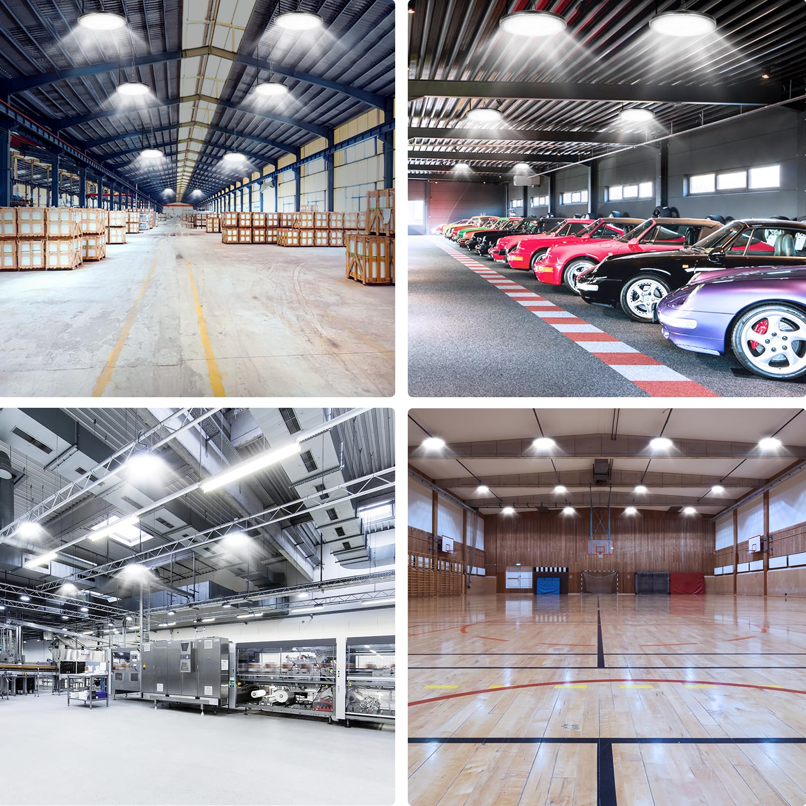 300W LED Werkstatt Deckenleuchte - 10er 6500K 30000LM LED Hallenstrahler, IP65 Wasserdichte Werkstatt Lampe mit Aufhängekette und Haken, LED Lampe Werkstatt decke für Fabriken, Garage, Lagerhaus