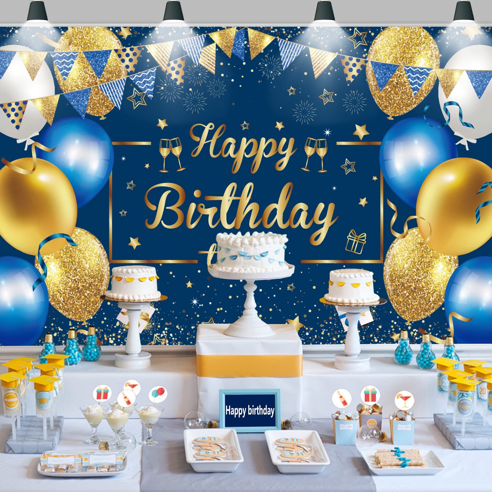 Sfondo Fotografico 60° Compleanno 2,2x1,5 M: Festeggia Alla Grande Con Uno Sfondo Blu E Oro Da Urlo - 5