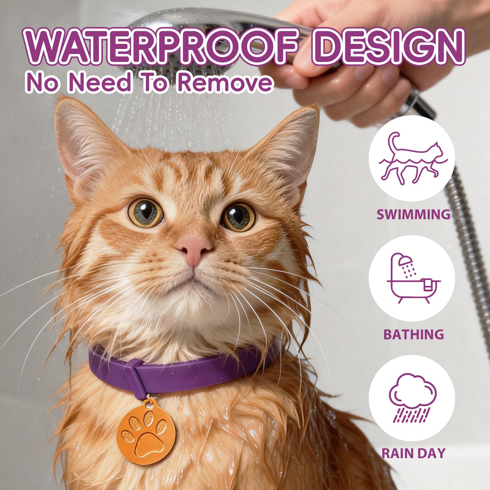Calming Collars for Cats, 4 Packs Adjustable Calming Cat Collar with Pheromone Scent, with Yellow Gold Pendants, 120 Days Calm Relief for Anxious Cats, 15 Inch, Purple - image 3