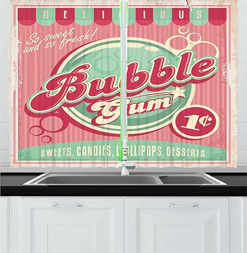 Miniatura 7 de Lunarable Cortinas de cocina mostaza, piñas tropicales sobre líneas amarillas horizontales a rayas amarillas, diseño de humor de fruta fresca, juego