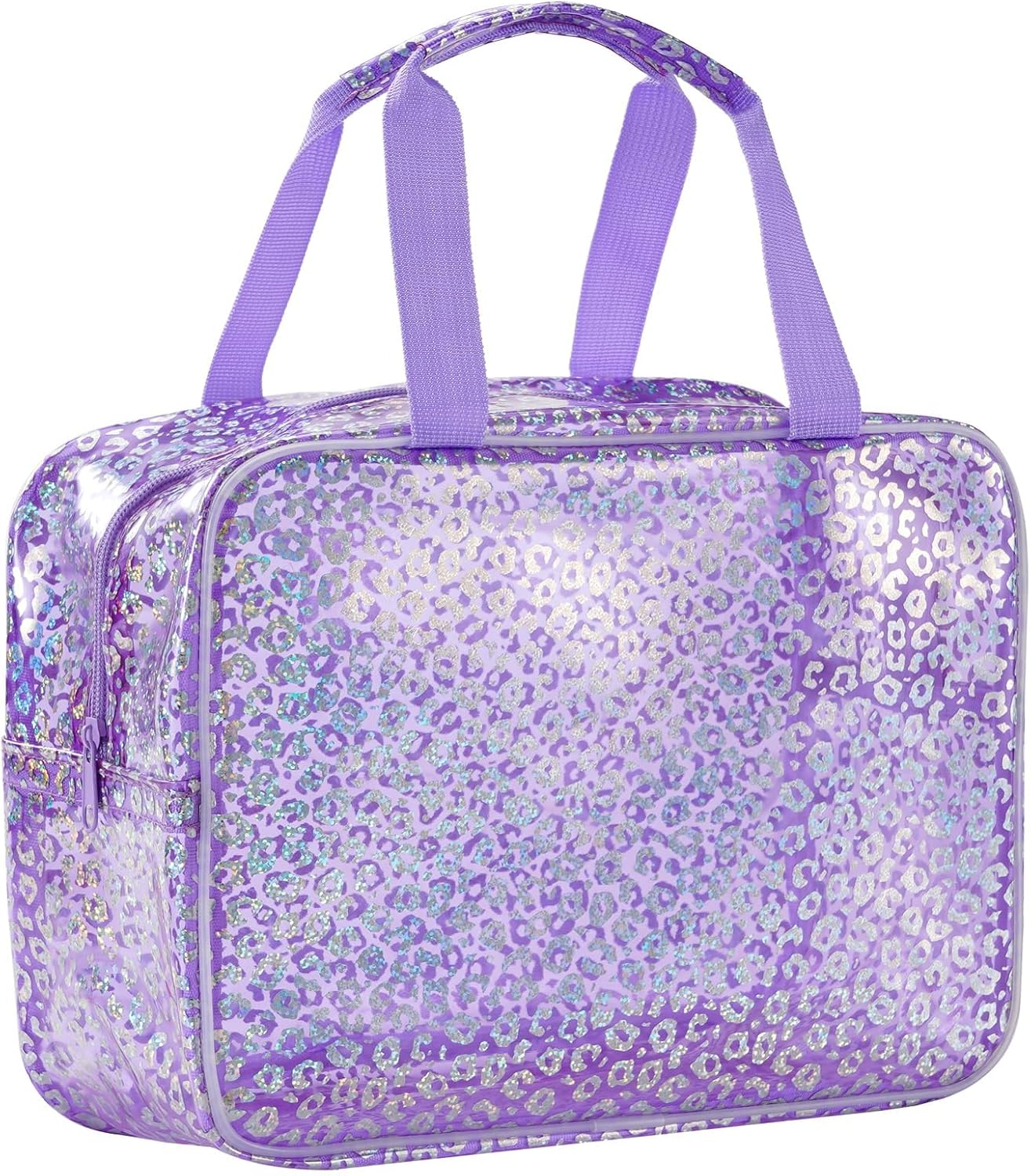 TPU Clear Makeup Bag for Women Waterproof Star Make Up Bag Toiletry Bag Travel Durable Cosmetic Bag Large Cute Tote Bag Organizer Makeup Pouch, Rainbow Blue