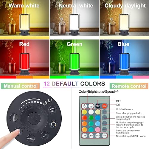 Miniatura 2 de LUXSWAY Lámparas LED de mesita de noche con control remoto, lámparas de escritorio con ajuste de temporizador, luz nocturna LED multicolor, mesita