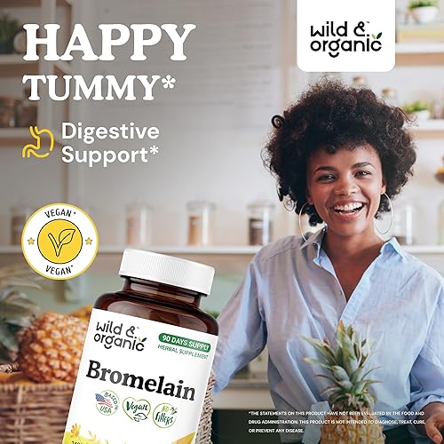 Vista 9 de Wild & Organic Cápsulas de bromelina - 60 unidades - Suplemento de apoyo digestivo e inmunológico