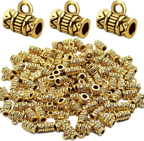 Vista 15 de Aylifu Bails Beads, Tibetan Bail Tube Bead Spacer Beads Carrier Hanger Connector Links for European Charm Bracelet Jewelry Making