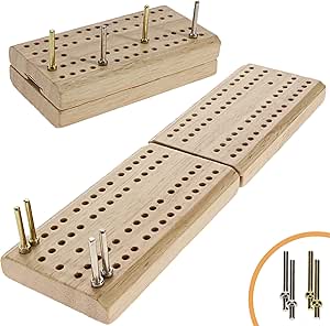 WE Games Wooden Folding Travel Cribbage Board with Metal Pegs, Small Size for Easy Travel