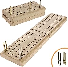 WE Games Wooden Folding Travel Cribbage Board with Metal Pegs, Small Size for Easy Travel