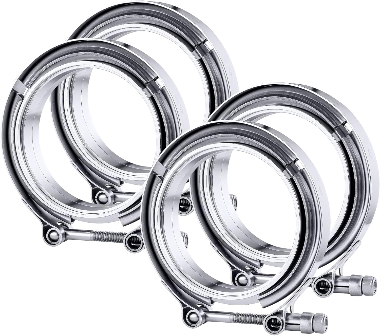 EVIL ENERGY 4PCS V Band Clamp with Flange Male Female 304 Stainless Steel (4")