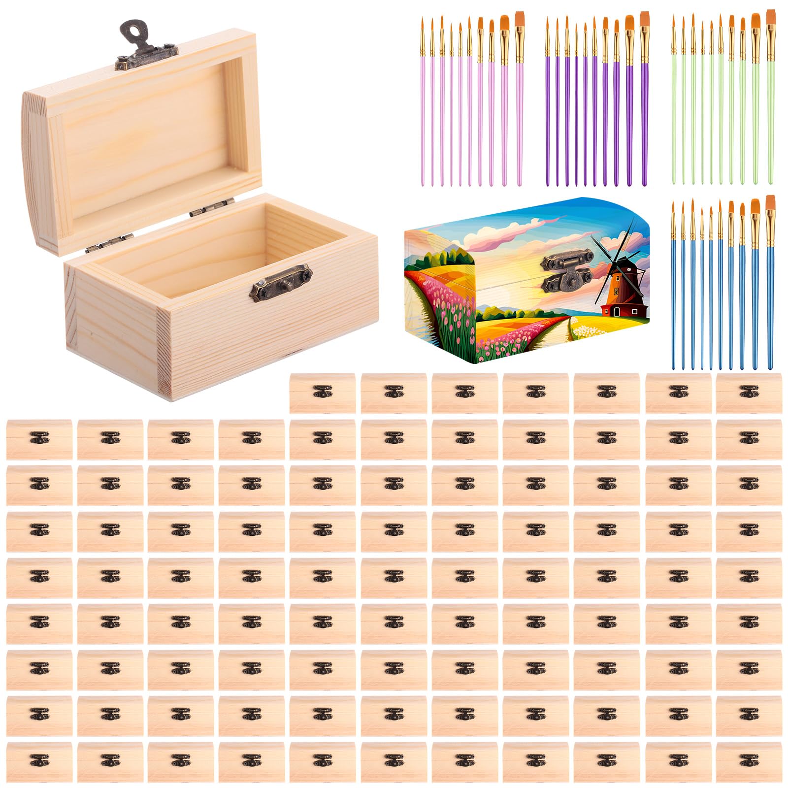 Boîte de rangement en bois brut pour cadeaux d'invités personnalisés et ateliers DIY