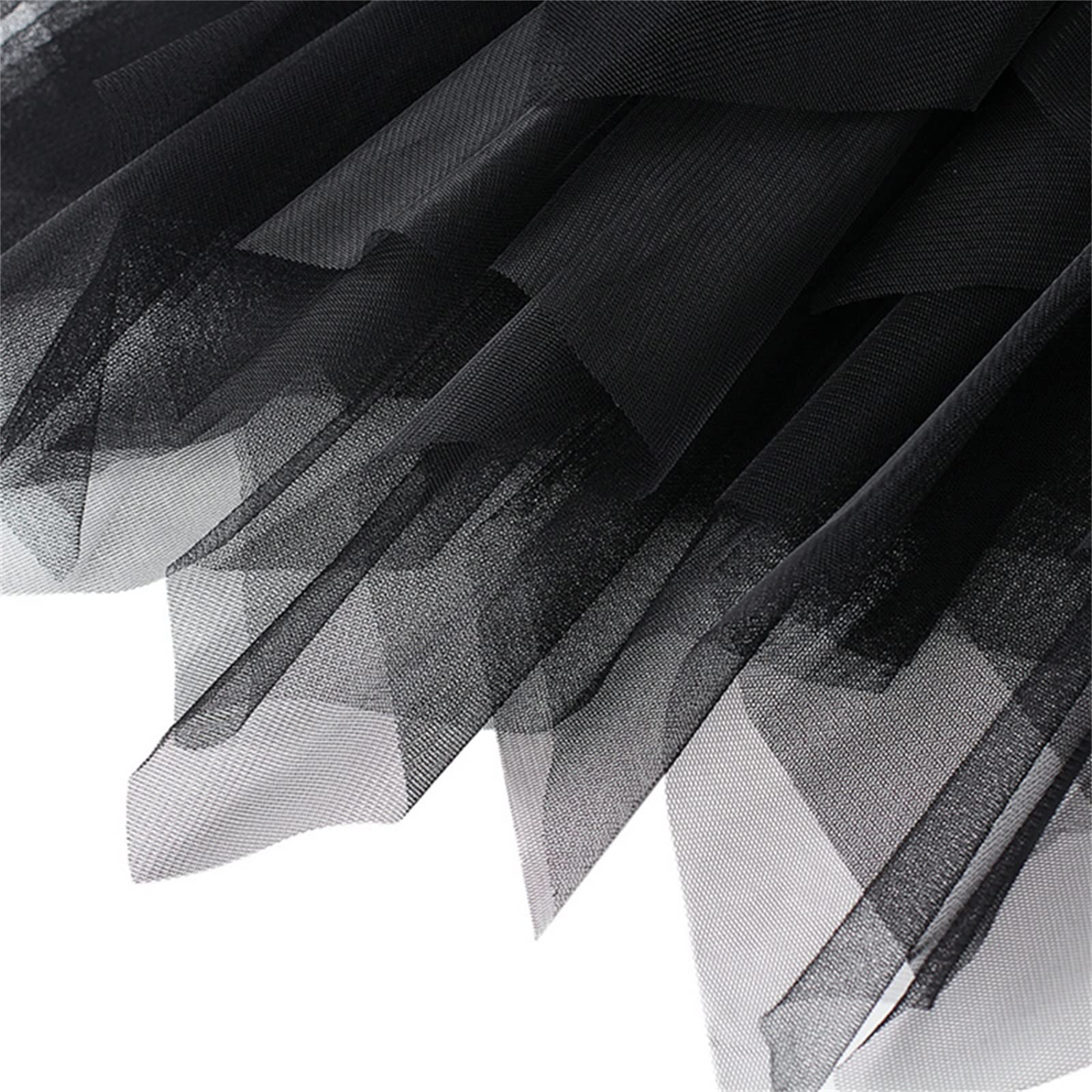 Jupes asymétriques en tulle pour femme - Taille haute élastique - Jupe tutu plissée - Jupe midi décontractée en maille, Noir irrégulier, taille unique