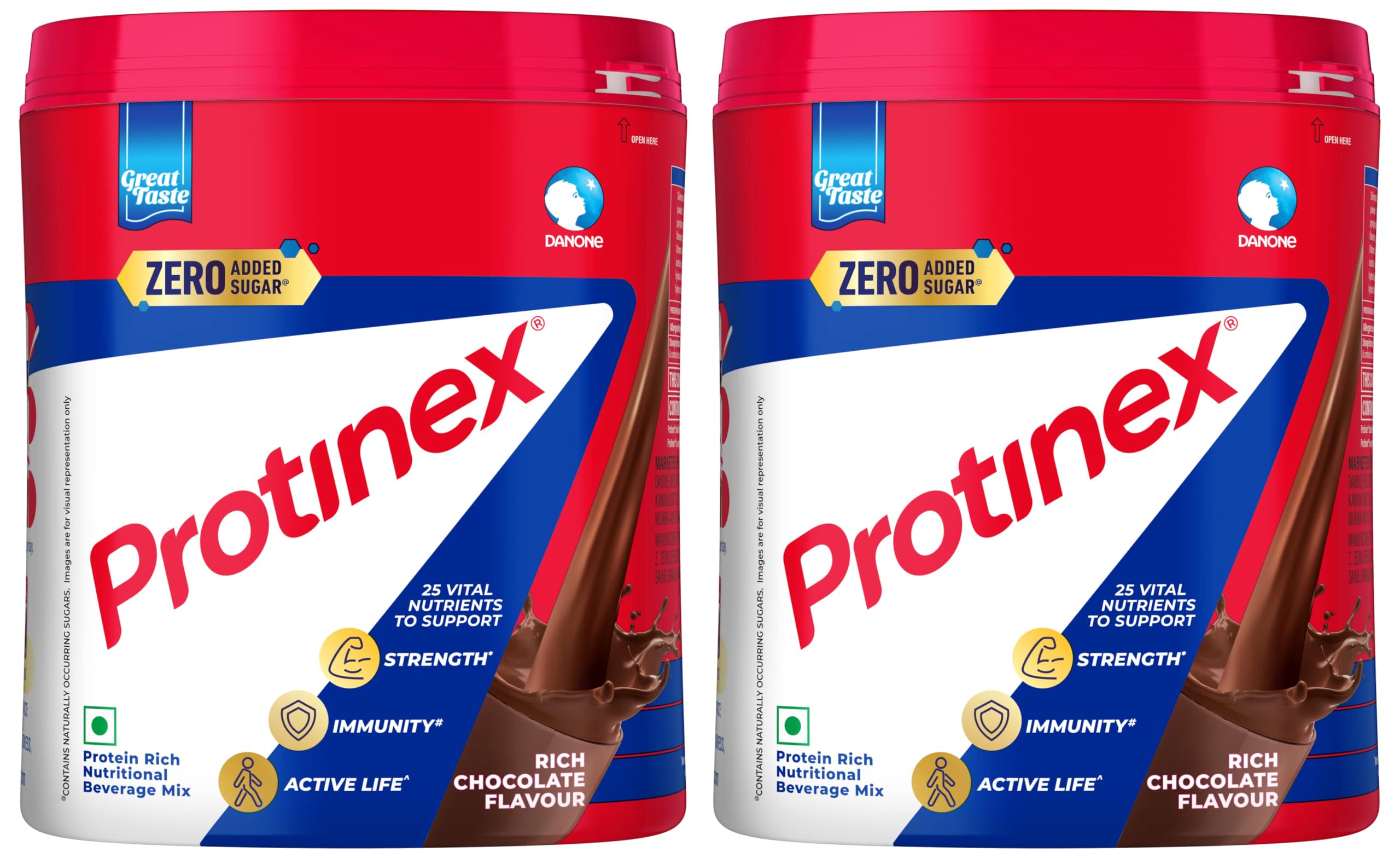 Health And Nutritional Protein Drink Mix For Adults-(Rich Chocolate Flavor, 400 Gms, Jar) with 25 Vital Nutrients to Support Strength, Immunity & Active Life (Pack of 2)