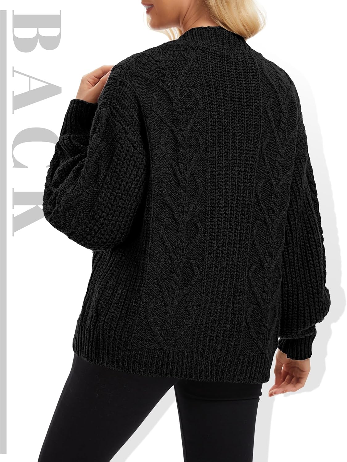 Women Oversized Cardigans Sweater 2025 Long Sleeve Cable Knit Sweater Fall Winter Open Front Button Casual Outwear - Image 2