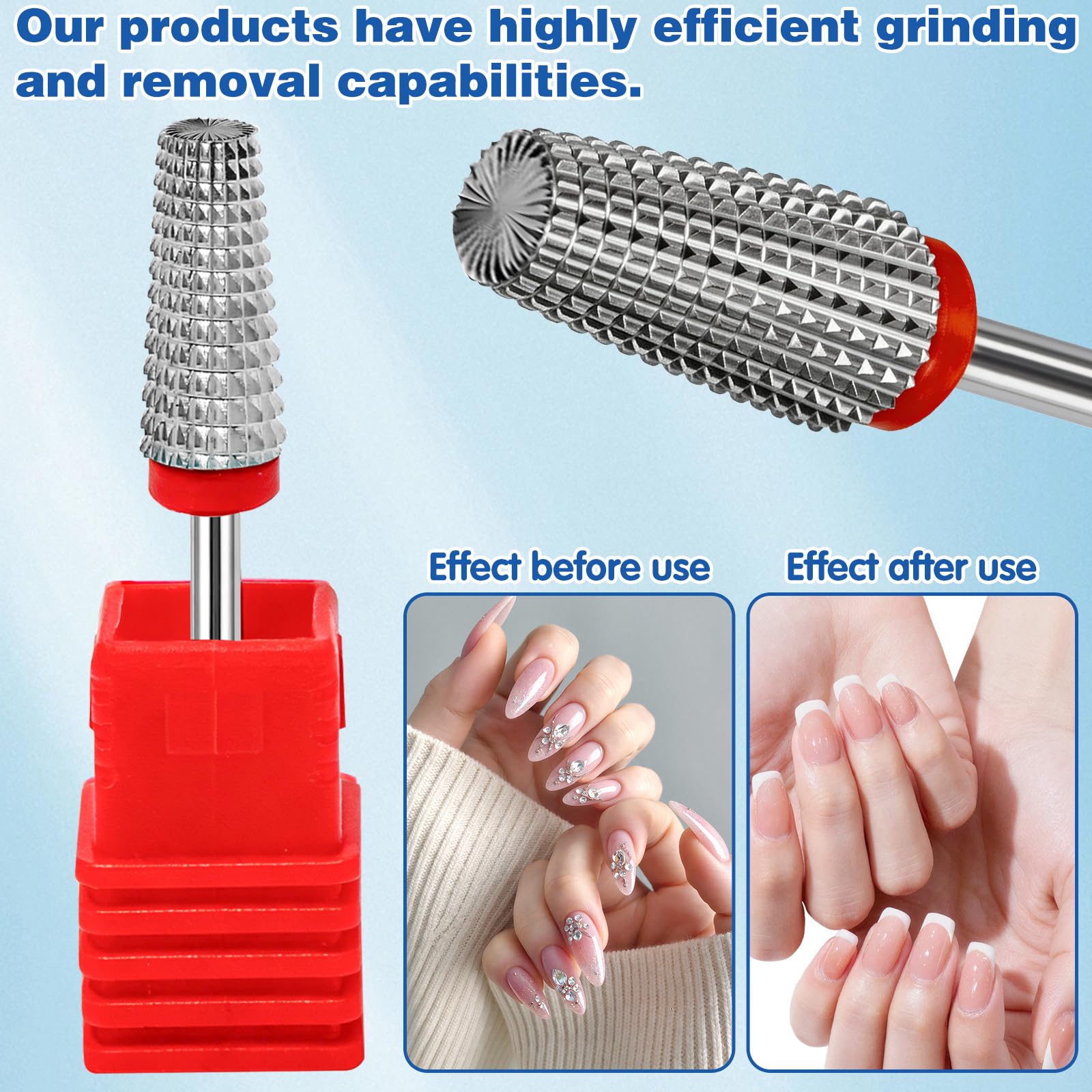 Punta per fresa per unghie 5 in 1 da 3/32", punte professionali in carburo per fresa per unghie, applicabili a manicure, pedicure e smalto gel. Alta efficienza e design scientifico per una facile