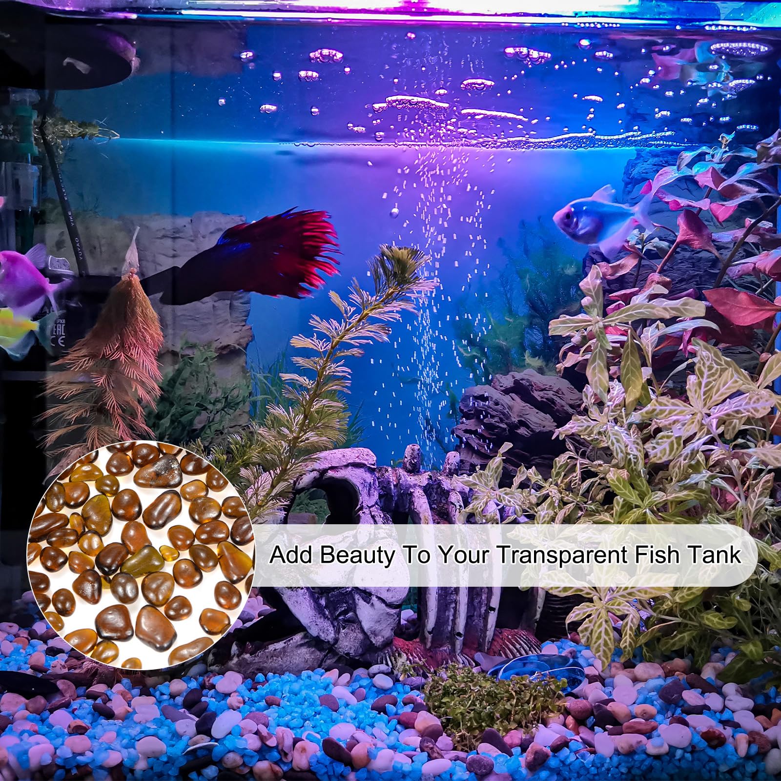 M METERXITY High Luster Round Fire Glass Beads, Glass Gems, Glass Pebbles - Image 4