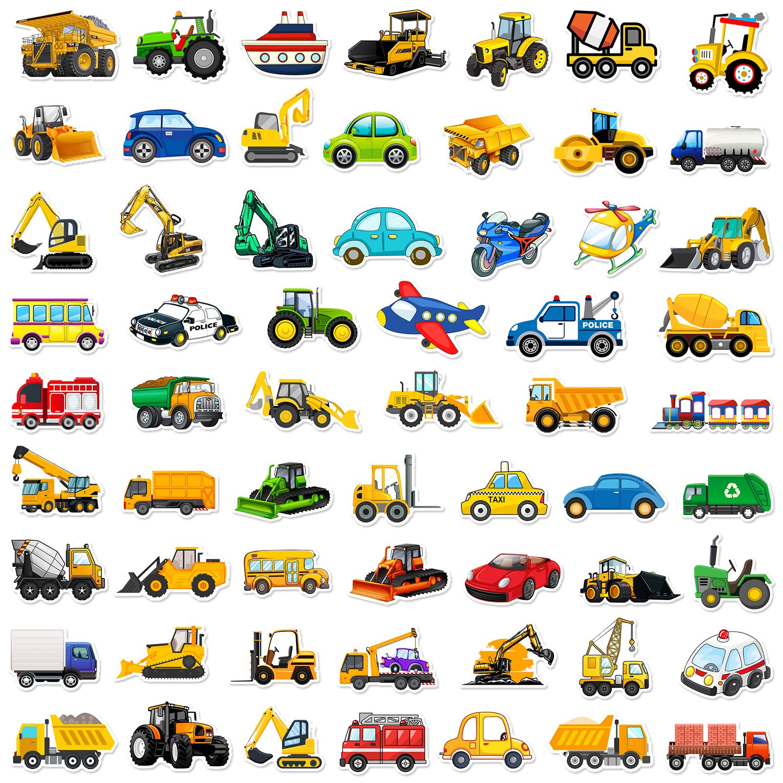 Snapklik.com : 60 PCS Transportation Vehicle Truck Stickers For Kids Boys,  Party Favor And Supplies Vinyl Waterproof Stickers Construction Truck  Airplane Train Helicopter Car Boat Motorcycle Tractor Bus Firetruck, image size:1600x1600