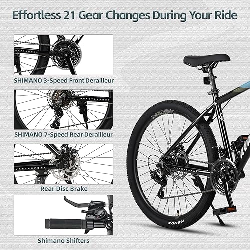 Miniatura 3 de AVASTA Earth 26 27.5 inch Mountain Bike with 21-SpeedAluminum Frame, Dual Disc Brake, Comfortable Saddle,Multiple Colors