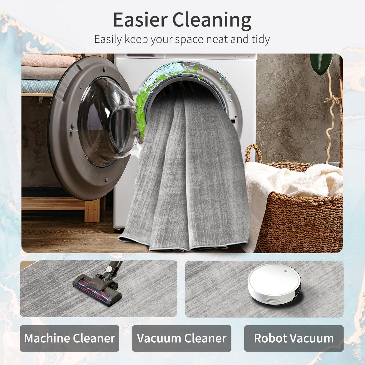 Enkor Runner Rugs for Hallway, 2x8 Washable Soft Non Slip Abstract Rugs for Kitchen, Modern Mat for Entryway Living Room Bedroom Light Grey