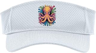 Octopus Art for Men Women Kids Octopi Tentacles Octopus Sport Sun Visor, Youth, One Size, White