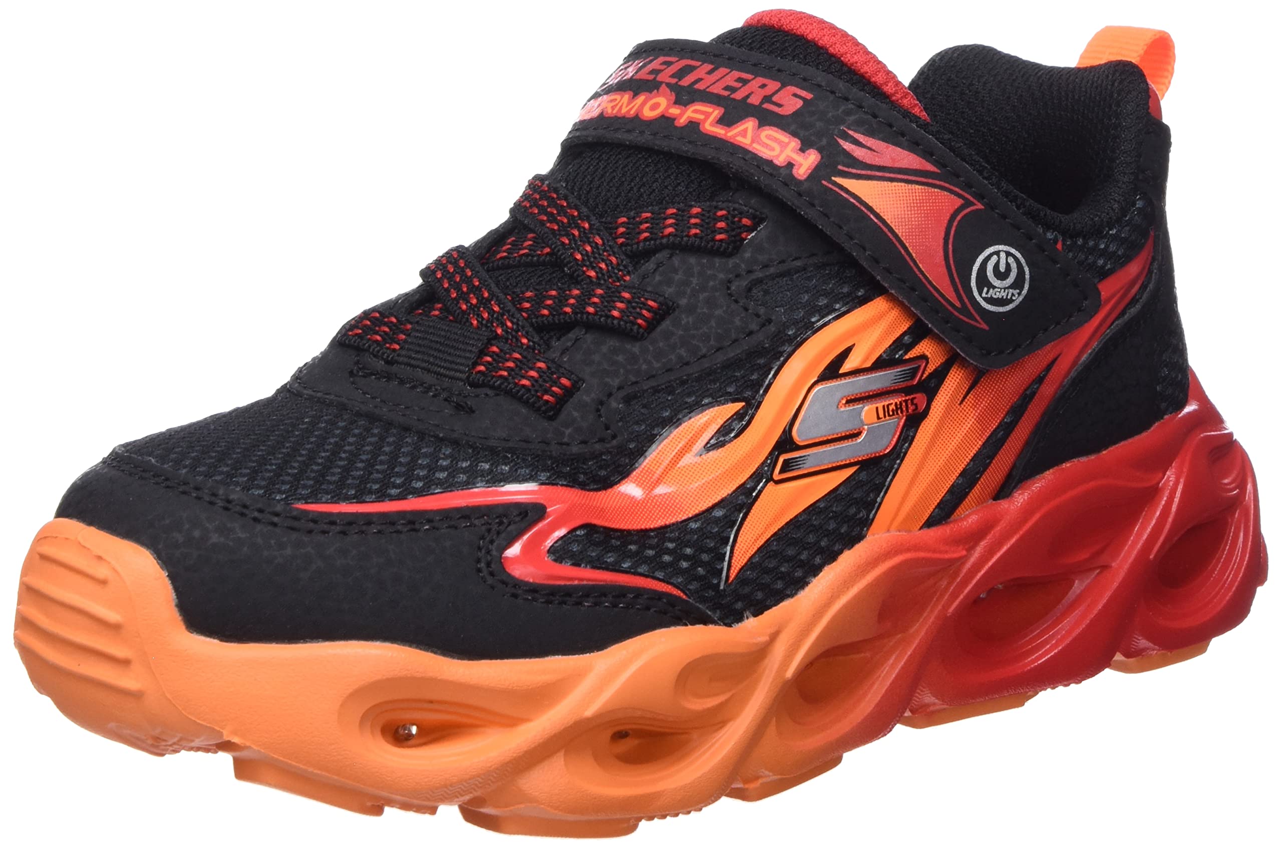 Skechers Thermo-Flash - Heat-Flux Flat Lace Front Sneakers for Boys - Cushioned Comfort Insole Fiery Themed Light-up Midsole Mesh & Synthetic Upper Comfort Sneakers Black (B09HJH9X9H) Amazon Price History, Amazon Price Tracker