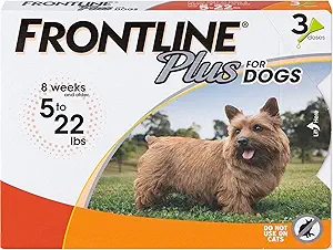 Frontline Plus for Dogs Flea & Tick Treatment (Small Dog 5-22 lbs) 3 Doses