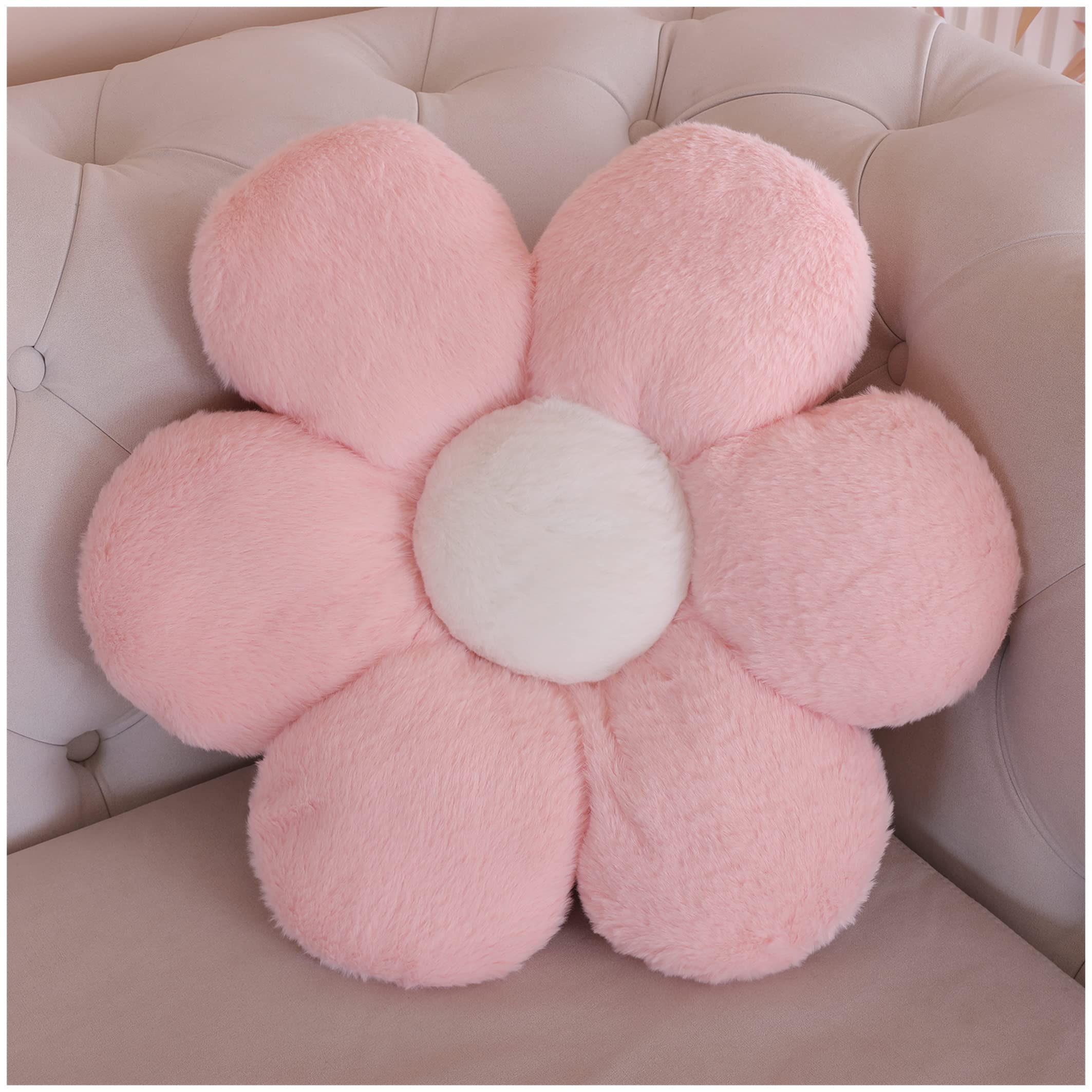 YILANLAN flower pillow floor plush cushion office cushion sofa cushion room decoration (60cm*60cm, Pink)