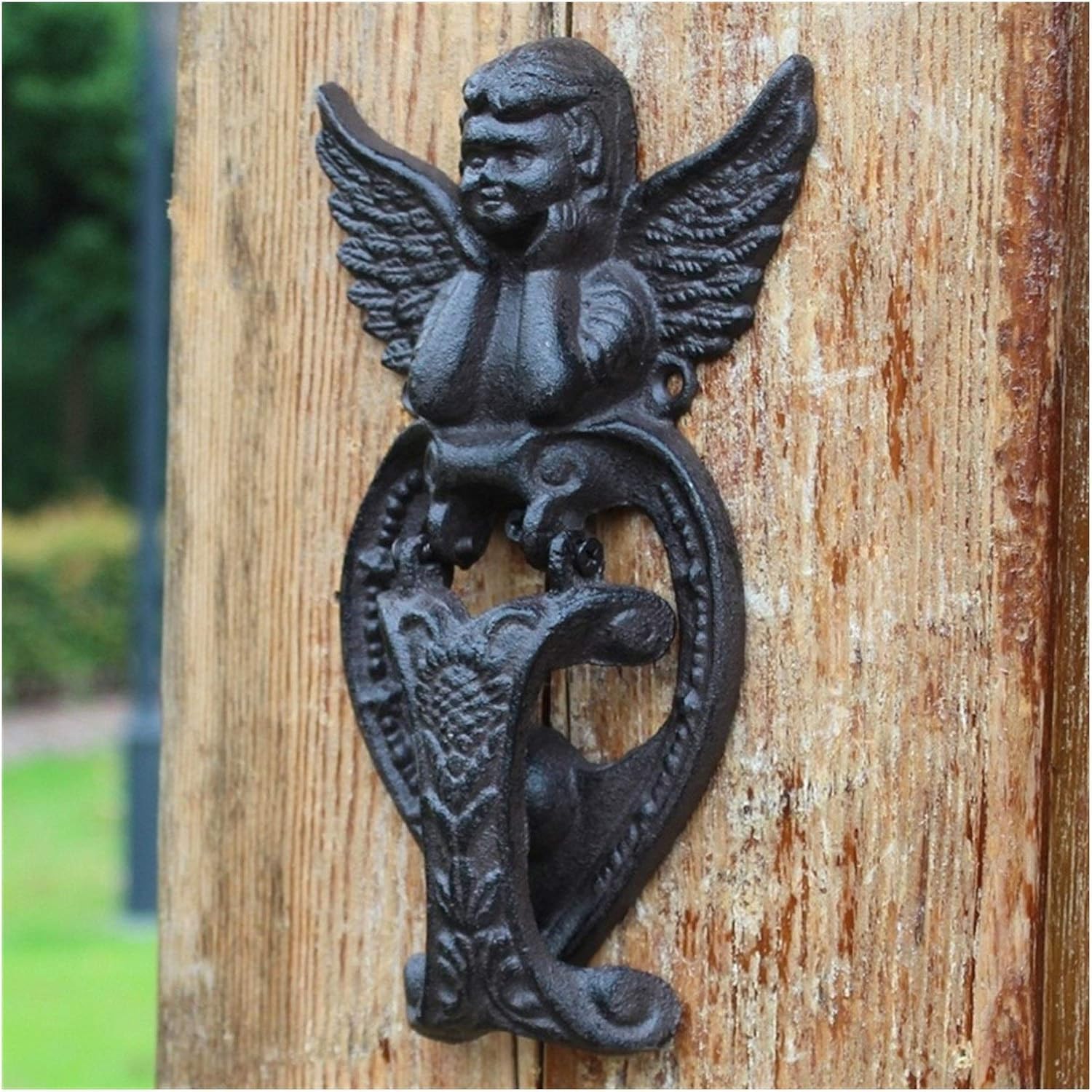 Zhaoqin H Door Knocker Door Knockers Iron Knocker Crafts Vintage Owl Door Knocking Antique Door Andle Garden Ome Wall Decoration(H)