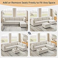 Vista 5 de VANOMi - Sofás seccionales de 6 plazas para sala de estar, sofá modular convertible de 118" en forma de nube, cómodos sofás de chenilla y sofás